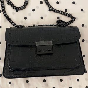 Badgley Mischka Croco Lock Front Crossbody